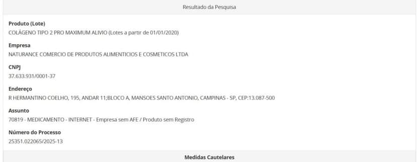Resolução da ANVISA pt 1 contra lotes de colágeno (Foto Reprodução/ANVISA) Resolução da ANVISA pt 1 contra lotes de colágeno (Foto Reprodução/ANVISA)