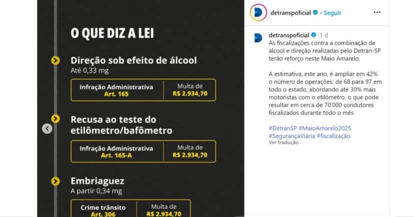 Detran SP faz alerta Detran SP faz alerta