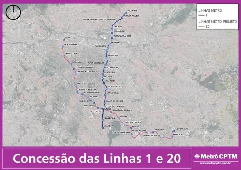 Concessão das linhas 1-Azul e 20-Rosa (Foto: Reprodução / Jean Carlos) Concessão das linhas 1-Azul e 20-Rosa (Foto: Reprodução / Jean Carlos)
