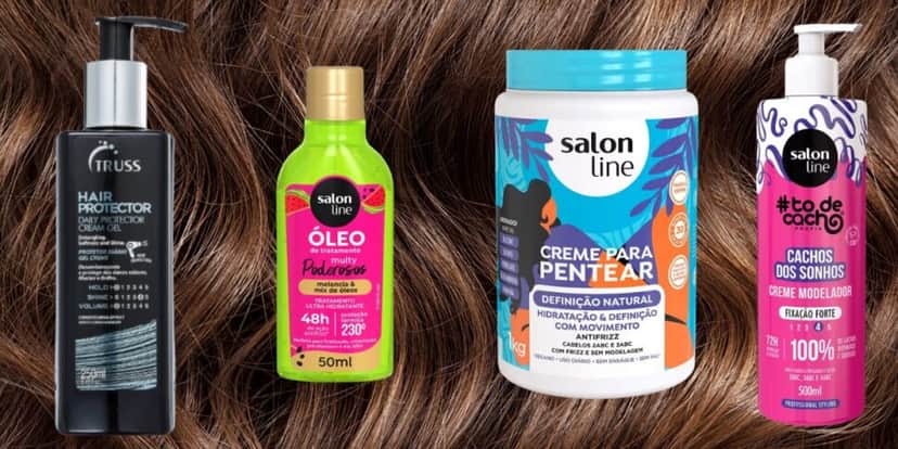 4 cremes para cuidar do cabelo cacheado (Reprodução: Montagem TV Foco) 4 cremes para cuidar do cabelo cacheado (Reprodução: Montagem TV Foco)