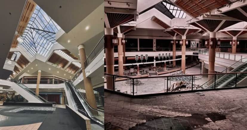 Antes e depois da demolição do Stratford Square Mal (Foto Reprodução/Instagram) Antes e depois da demolição do Stratford Square Mal (Foto Reprodução/Instagram)