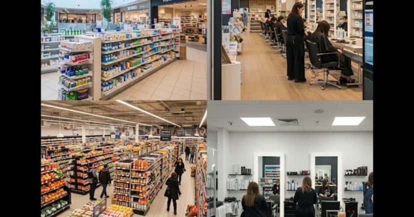 Supermercados, shoppings; farmácias e estabelecimentos do setor de serviços são exemplos de estabelecimentos que abrem aos domingos Supermercados, shoppings; farmácias e estabelecimentos do setor de serviços são exemplos de estabelecimentos que abrem aos domingos