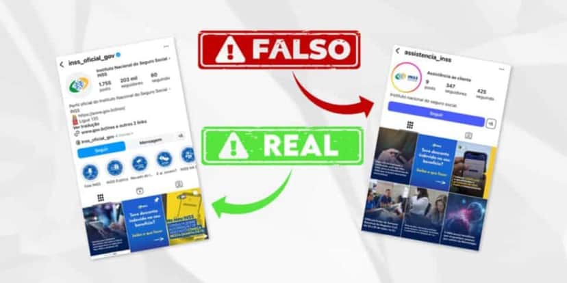 INSS revelou a conta original e a fake do INSS (Reprodução: Governo) INSS revelou a conta original e a fake do INSS (Reprodução: Governo)