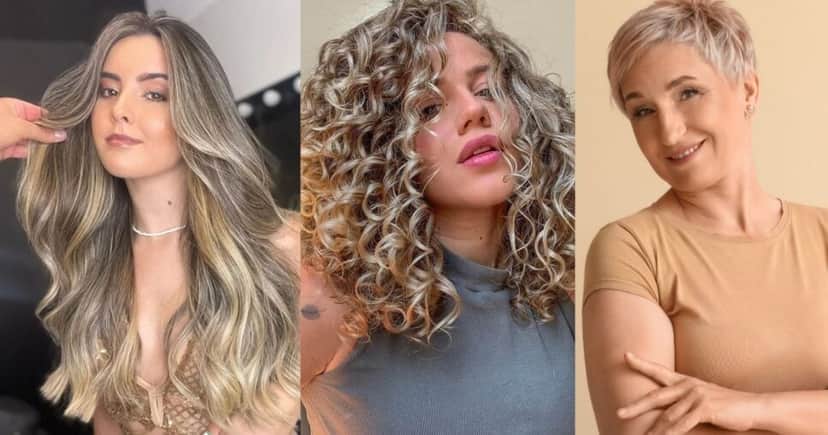 Loiro Bege em mulheres de idades e estruturas de fio diferentes (Foto Reprodução/Montagem/Lennita/Tv Foco/Pinterest) Loiro Bege em mulheres de idades e estruturas de fio diferentes (Foto Reprodução/Montagem/Lennita/Tv Foco/Pinterest)