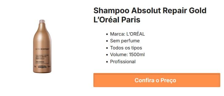 Shampoo Absolut Repair Gold L’Oréal Paris (Foto: Reprodução / Amazon) Shampoo Absolut Repair Gold L’Oréal Paris (Foto: Reprodução / Amazon)