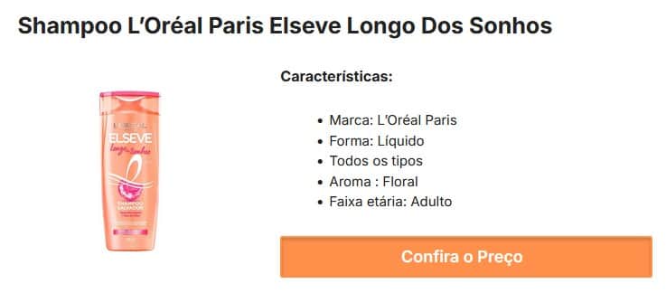 Elseve Longo dos Sonhos (Foto: Reprodução / Amazon) Elseve Longo dos Sonhos (Foto: Reprodução / Amazon)