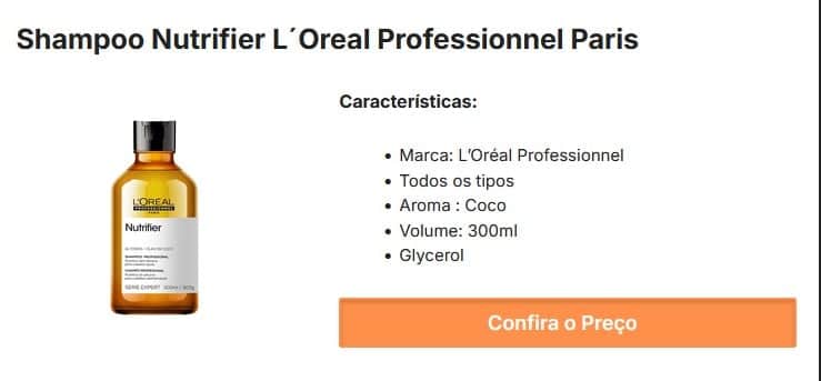 Shampoo Nutrifier L´Oreal Professionnel Paris (Foto: Reprodução / Amazon) Shampoo Nutrifier L´Oreal Professionnel Paris (Foto: Reprodução / Amazon)
