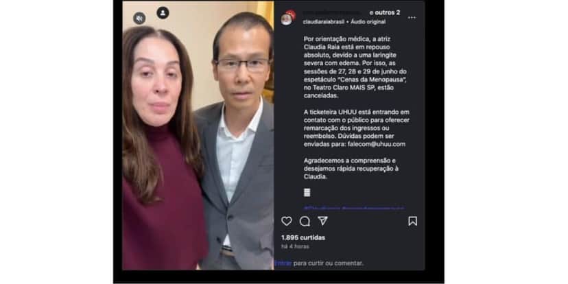 Anúncio de Claudia Raia ao lado de médico (Foto: Reprodução / Instagram) Anúncio de Claudia Raia ao lado de médico (Foto: Reprodução / Instagram)