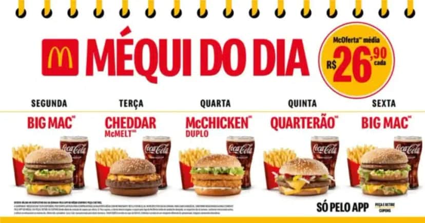 Algumas promoções oficiais do MC Donald's no app traz a possibilidade de comprar combos por valores mais acessíveis (Foto Reprodução/Montagem/McDonalds) Algumas promoções oficiais do MC Donald's no app traz a possibilidade de comprar combos por valores mais acessíveis (Foto Reprodução/Montagem/McDonalds)