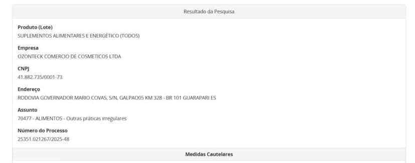Resolução da ANVISA contra a OZONTECK, parte 1 (Foto Reprodução/ANVISA) Resolução da ANVISA contra a OZONTECK, parte 1 (Foto Reprodução/ANVISA)
