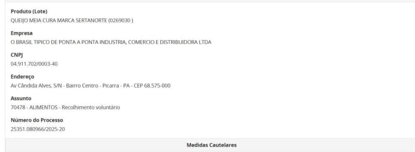 Resolução da ANVISA comunicando retirada do queijo Sertanorte parque 1 Resolução da ANVISA comunicando retirada do queijo Sertanorte parque 1