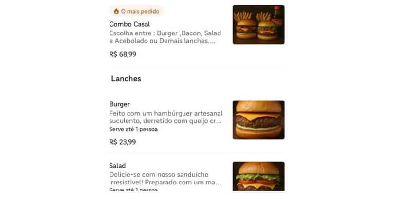 Cardápio de restaurante (Foto: Reprodução / tecnoblog) Cardápio de restaurante (Foto: Reprodução / tecnoblog)