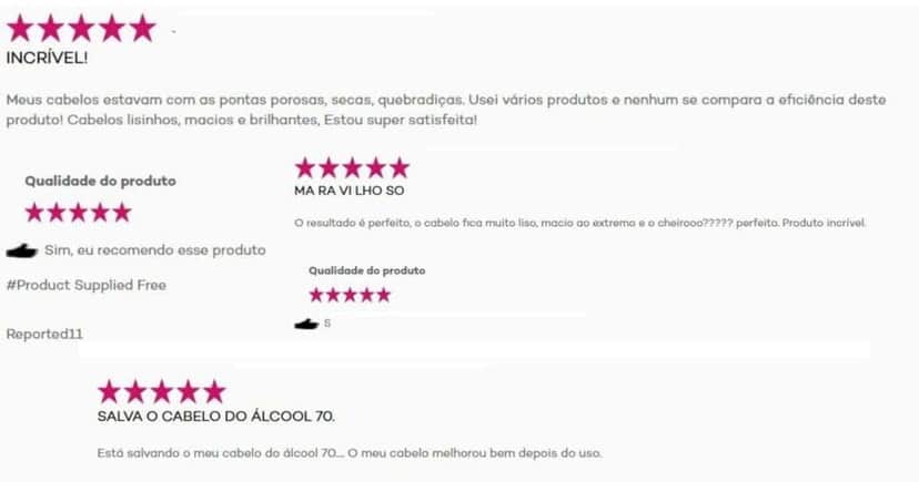 Avaliações do produto (Foto Reprodução/L'Oréal) Avaliações do produto (Foto Reprodução/L'Oréal)