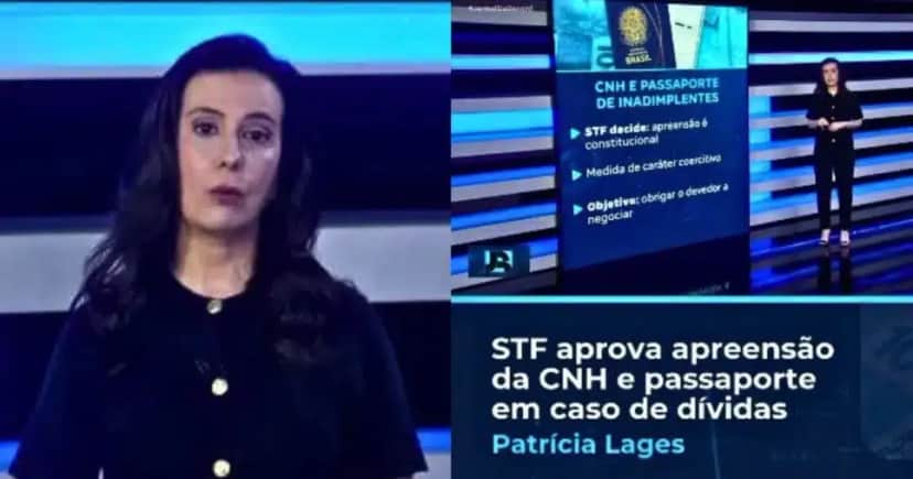 Jornal da Record expõe lei que determina a apreensão da CNH e do passaporte em caso de dívidas (Foto Reprodução/Montagem/Tv Foco/YouTube) Jornal da Record expõe lei que determina a apreensão da CNH e do passaporte em caso de dívidas (Foto Reprodução/Montagem/Tv Foco/YouTube)
