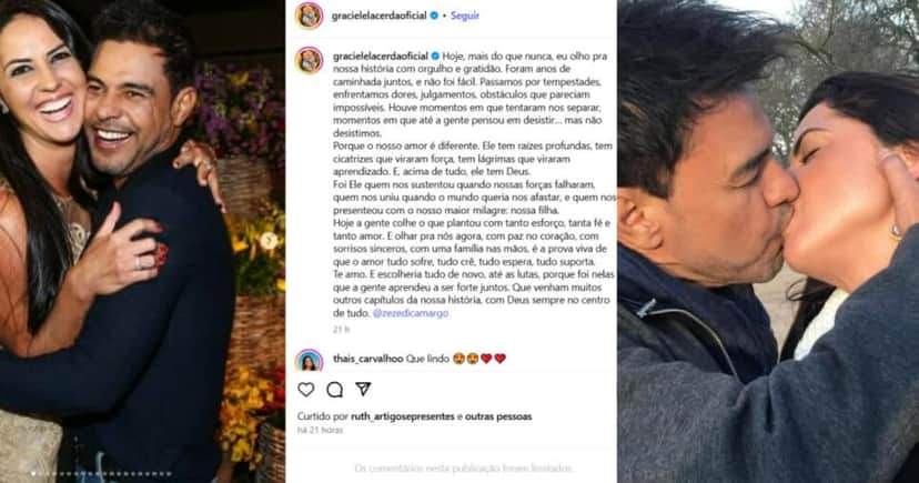 Zezé recebe recado de sua esposa nas redes sociais (Foto: Reprodução/Montagem TV Foco)