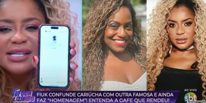 Cariúcha mostra celular (Foto: Reprodução / SBT) Cariúcha mostra celular (Foto: Reprodução / SBT)