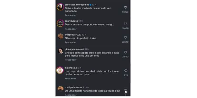 Comentários em publicação de Kaká (Foto: Reprodução / Instagram) Comentários em publicação de Kaká (Foto: Reprodução / Instagram)
