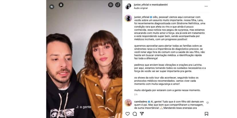 Júnior Lima e Mônica Benini (Foto: Reprodução / Instagram) 