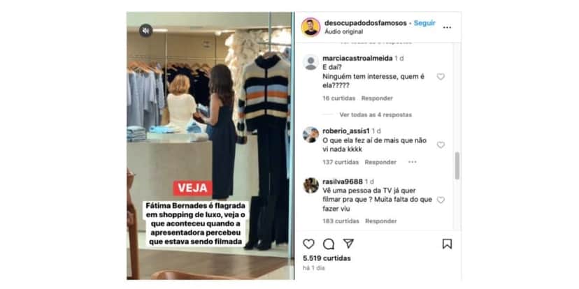 Vídeo de Fátima Bernades (Foto: Reprodução / Instagram) Vídeo de Fátima Bernades (Foto: Reprodução / Instagram)