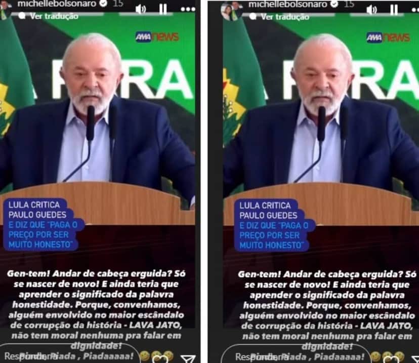 Michelle ataca Lula nas redes sociais (Foto: Reprodução/Montagem) Michelle ataca Lula nas redes sociais (Foto: Reprodução/Montagem)
