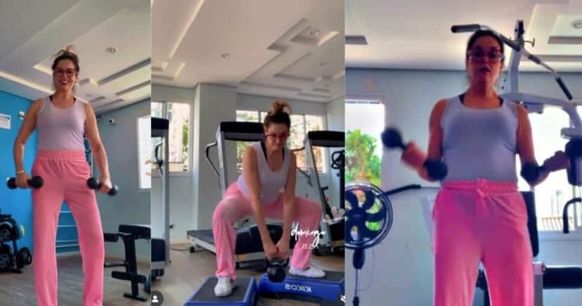 Suzi Rêgo postando os treinos pelas redes sociais (Foto Reprodução/Montagem/Instagram/Lennita/Canva) Suzi Rêgo postando os treinos pelas redes sociais (Foto Reprodução/Montagem/Instagram/Lennita/Canva)