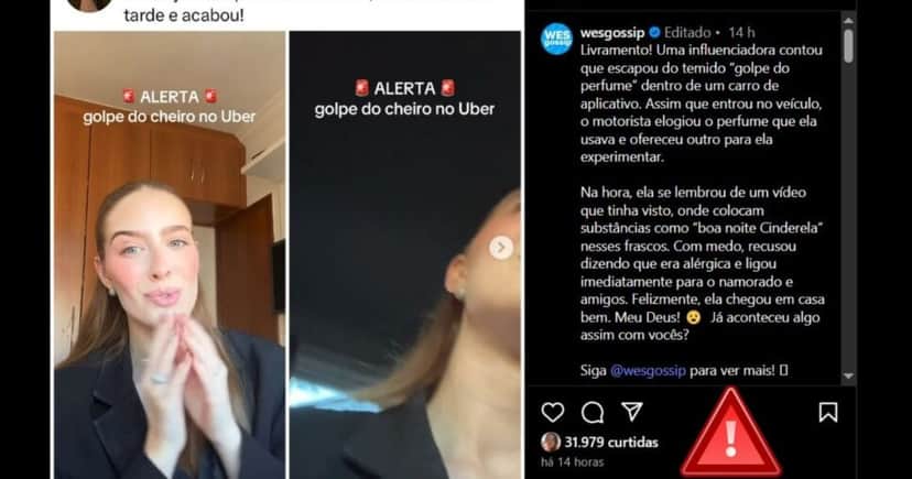 Relato recente sobre o suposto golpe do perfume (Foto Reprodução/Montagem/Instagran/Canva) Relato recente sobre o suposto golpe do perfume (Foto Reprodução/Montagem/Instagran/Canva)