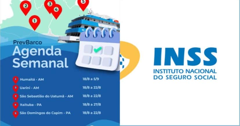 Agenda semanal do PrevBarco do INSS - Foto: Montagem Agenda semanal do PrevBarco do INSS - Foto: Montagem