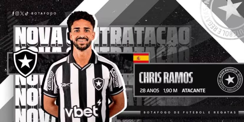 Chris Ramos anunciado oficialmente no Botafogo (Reprodução: Instagram) Chris Ramos anunciado oficialmente no Botafogo (Reprodução: Instagram)