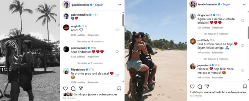 Gabriel Medina e Isabella Arantes (Foto: Reprodução/Montagem TV Foco)
