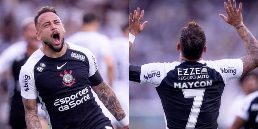 Maycon comemorando gol da vitória contra o Vasco (Reprodução: Instagram) Maycon comemorando gol da vitória contra o Vasco (Reprodução: Instagram)