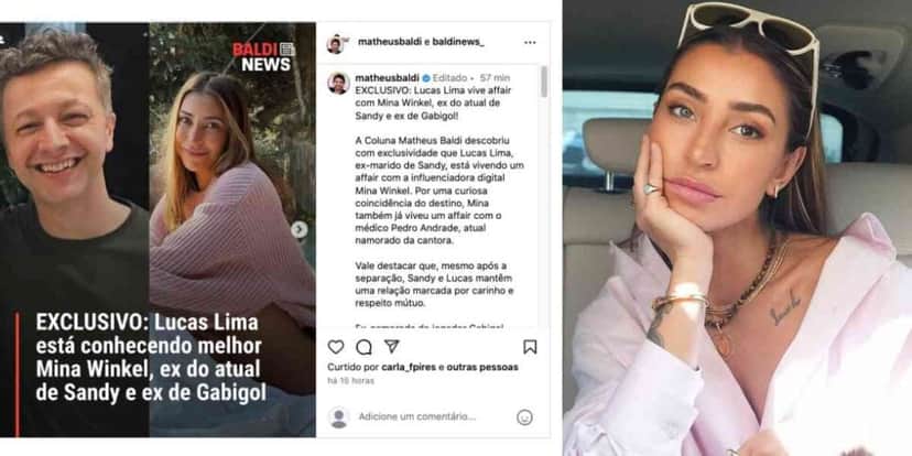 Lucas Lima e Mina Winkel (Fotos: Reproduções/ Instagram) Lucas Lima e Mina Winkel (Fotos: Reproduções/ Instagram)