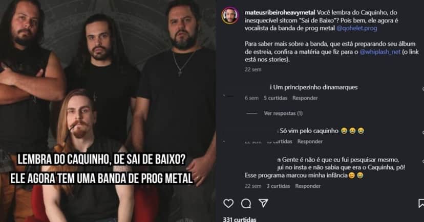 Lucas Hornos sendo divulgado como vocalista oficial da banda Qohelet (Foto Reprodução/Montagem/Instagram@ Lucas. Hornos/@mateusribeiroheavymetal) Lucas Hornos sendo divulgado como vocalista oficial da banda Qohelet (Foto Reprodução/Montagem/Instagram@ Lucas. Hornos/@mateusribeiroheavymetal)