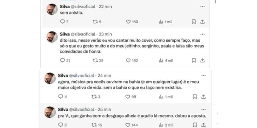 Publicações de Silva no X (Foto: Reprodução / Instagram)