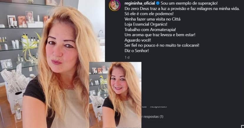 Regininha Poltergeist divulgando seus novos projetos profissionais pelas redes sociais (Foto Reprodução/Instagram/Regininha Oficial) Regininha Poltergeist divulgando seus novos projetos profissionais pelas redes sociais (Foto Reprodução/Instagram/Regininha Oficial)