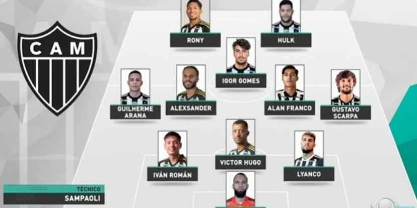 Atlético-MG deve entrar com esse time em campo hoje (Reprodução: Band) Atlético-MG deve entrar com esse time em campo hoje (Reprodução: Band)