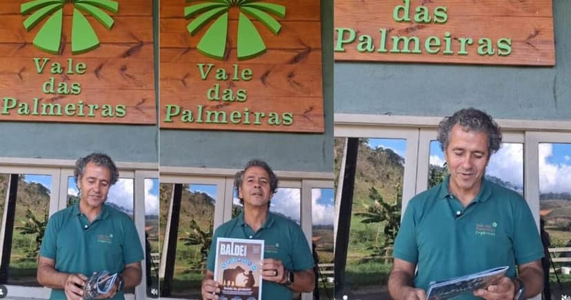 Marcos Palmeira divulgando a revista Balde Branco a qual é voltada para quem investe em agro sustentável (Foto Reprodução/Montagem/Instagram/@valedaspalmeirasorganicos) Marcos Palmeira divulgando a revista Balde Branco a qual é voltada para quem investe em agro sustentável (Foto Reprodução/Montagem/Instagram/@valedaspalmeirasorganicos)