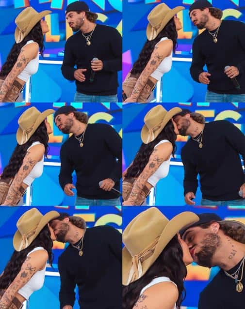 Ana Castela e Zé Felipe se beijam em gravação do Domingo Legal, do SBT (Foto: Reprodução/ Instagram/ SBT) Ana Castela e Zé Felipe se beijam em gravação do Domingo Legal, do SBT (Foto: Reprodução/ Instagram/ SBT)