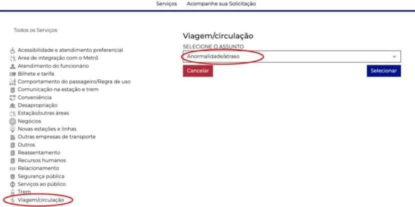 Exemplo de solicitação do atestado de atraso no metrô (Reprodução: Divulgação) Exemplo de solicitação do atestado de atraso no metrô (Reprodução: Divulgação)