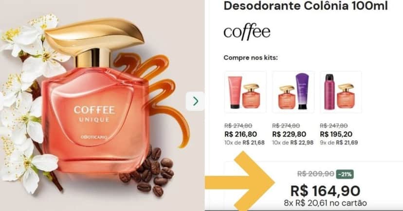 Coffee Woman Unique (Foto Reprodução/Montagem/Lennita/TV Foco/Boticário) Coffee Woman Unique (Foto Reprodução/Montagem/Lennita/TV Foco/Boticário)