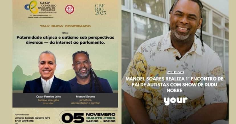 Manoel Soares divulga pelas redes sociais seus projetos e campanhas pela causa de pais atípicos (Foto Reprodução/Montagem/Instagram@ManoelSoares) Manoel Soares divulga pelas redes sociais seus projetos e campanhas pela causa de pais atípicos (Foto Reprodução/Montagem/Instagram@ManoelSoares)
