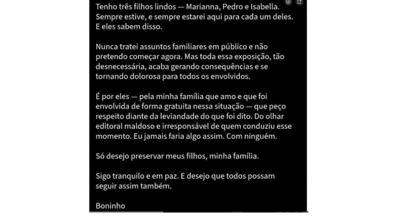 Pronunciamento Boninho (Foto: Reprodução / Instagram) Pronunciamento Boninho (Foto: Reprodução / Instagram)