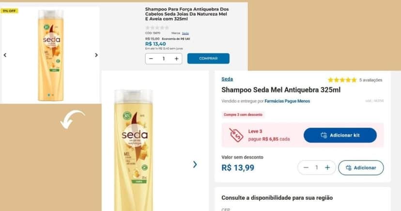Shampoo Seda Mel e Aveia Antiquebra- Média de valores (Foto Reprodução/Montagem/Panvel/Venâncio) Shampoo Seda Mel e Aveia Antiquebra- Média de valores (Foto Reprodução/Montagem/Panvel/Venâncio)