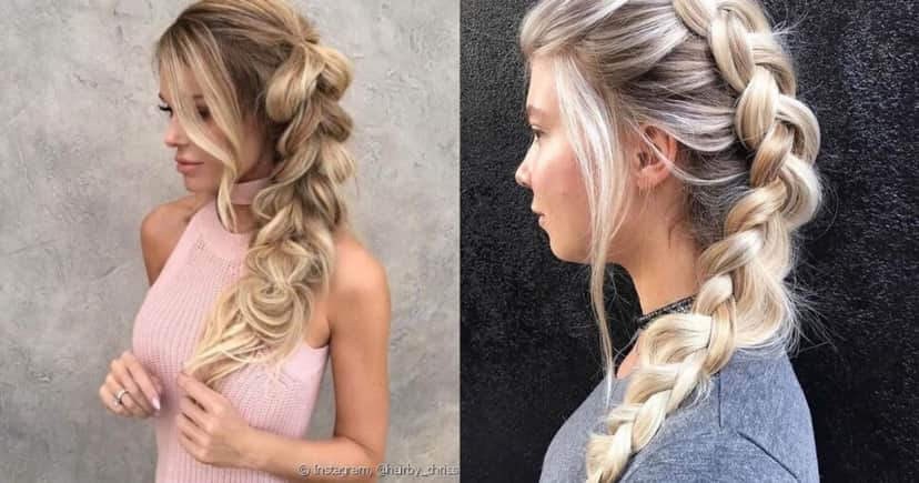 Cabelo com modelo Tranças volumosas - Foto: Montagem Cabelo com modelo Tranças volumosas - Foto: Montagem