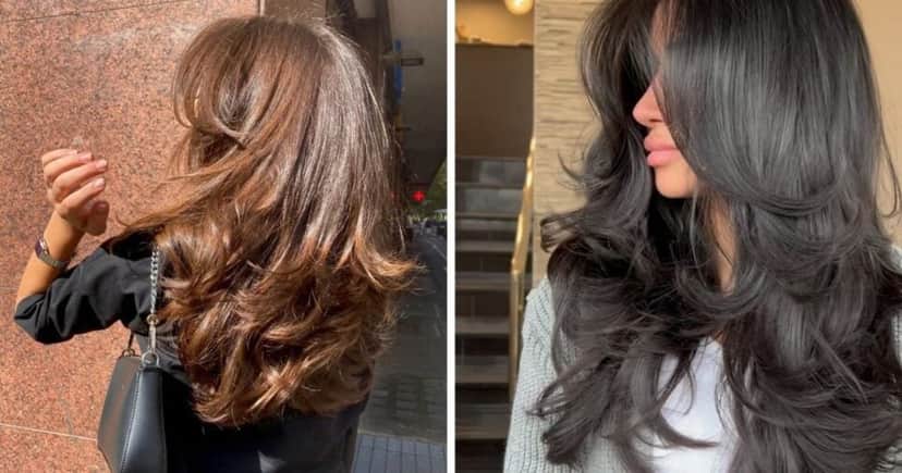 Corte em camadas valoriza o rosto e ainda permite estilizar o cabelo sem reduzir seu comprimento (Foto Reprodução/Montagem/Lennita/TV Foco/Canva/Pinterest) Corte em camadas valoriza o rosto e ainda permite estilizar o cabelo sem reduzir seu comprimento (Foto Reprodução/Montagem/Lennita/TV Foco/Canva/Pinterest)