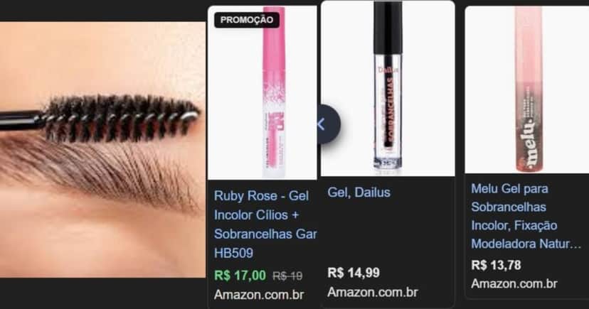 Gel para sobrancelha (Foto Reprodução/Montagem/Canva/Amazon/TV Foco/Lennita) Gel para sobrancelha (Foto Reprodução/Montagem/Canva/Amazon/TV Foco/Lennita)