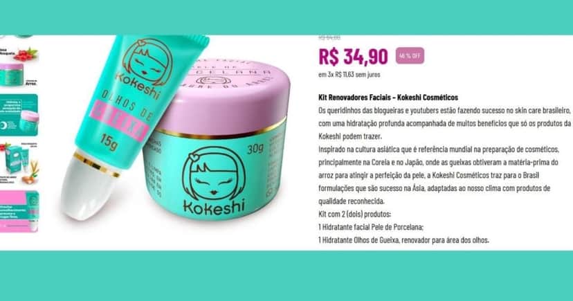 Kit Renovadores Faciais Kokeshi: Kit Renovadores Faciais Kokeshi: