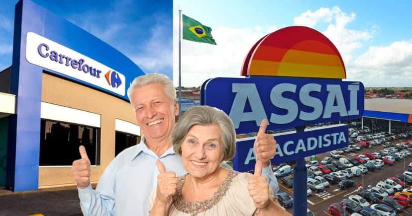 Assaí e Carrefour: Lei em vigor traz exigência nos supermercados e atinge idosos 60+ (Foto Reprodução/Montagem/TV Foco/Canva/Paola) Assaí e Carrefour: Lei em vigor traz exigência nos supermercados e atinge idosos 60+ (Foto Reprodução/Montagem/TV Foco/Canva/Paola)