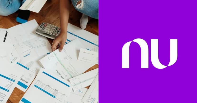 Ilustração dívidas e logo Nubank (Fotos: Reproduções / Canva / Internet) Ilustração dívidas e logo Nubank (Fotos: Reproduções / Canva / Internet)