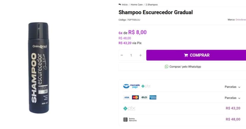 Shampoo Escurecedor Gradual (Foto: Reprodução/ Internet) Shampoo Escurecedor Gradual (Foto: Reprodução/ Internet)