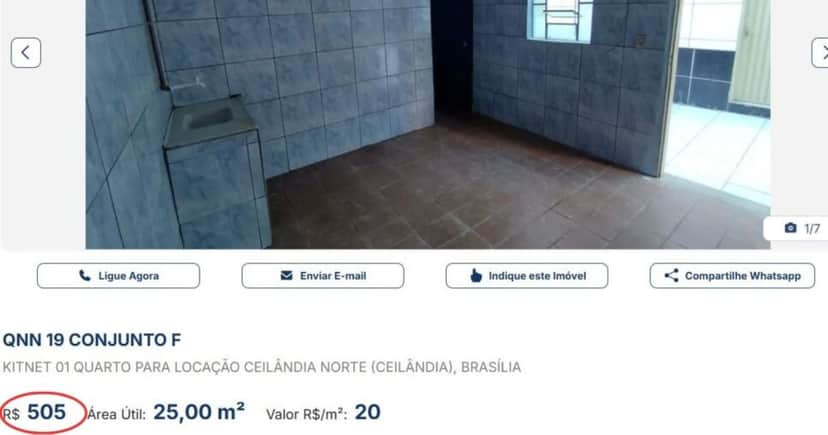 Aluguel de Kitnet na Ceilândia (DF) - (Foto Reprodução/DF Imóveis) Aluguel de Kitnet na Ceilândia (DF) - (Foto Reprodução/DF Imóveis)